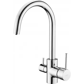 DEANTE Grifo de cocina Kuchinox con conexión para filtro de agua, cromado, latón, giratorio 360°, monomando, 2 en 1