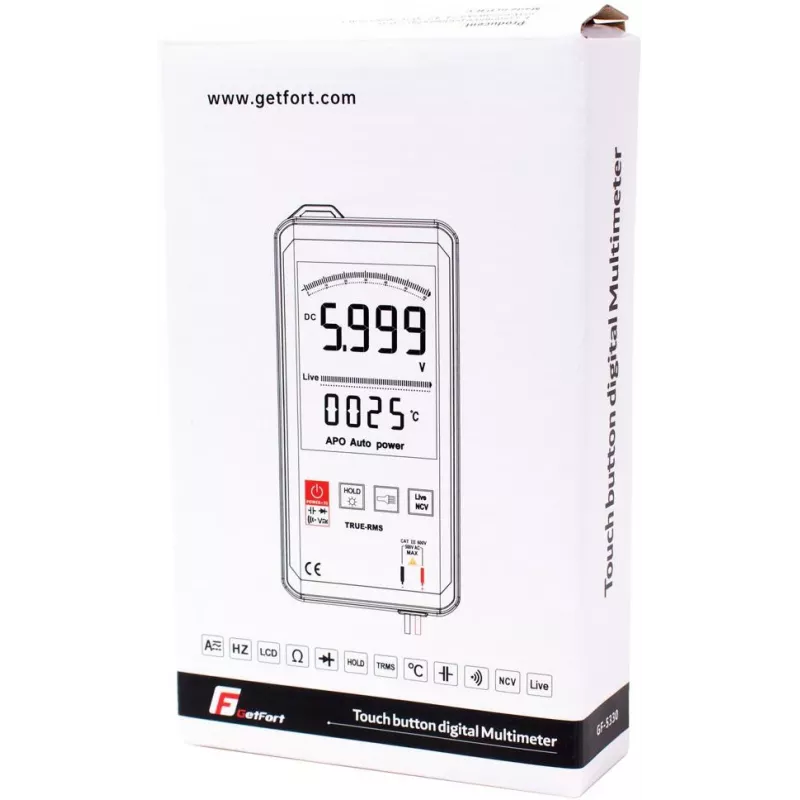 GETFORT GF-5330C Multímetro digital, 1999 cuentas, True RMS, CAT III 600V