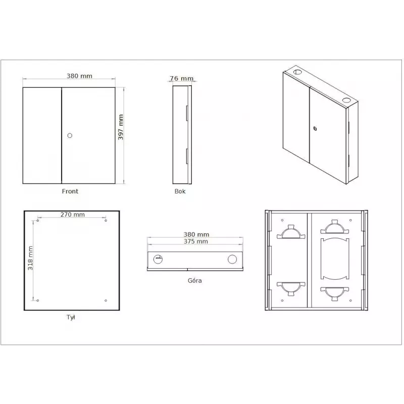 GETFORT GF-FO-PSNW-24SX Caja de distribución de fibra óptica, 12 fibras, SC/LC, montaje en pared, gris claro