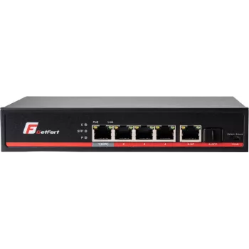 GETFORT GF-106-4PG-S-65 switch Gigabit PoE+ de 5 puertos (4 puertos PoE+, 65W, 1 SFP) sobremesa/pared