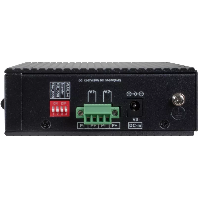 GETFORT GF-110-4PG-1G-1S switch PoE+ industrial, 4x PoE+ 10/100/1000Base-T + 1x 10/100/1000Base-T + 1x 1000Base-X SFP, -40°C a 80°C, carril DIN, presupuesto PoE de 65W