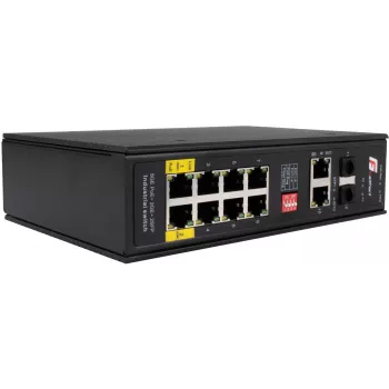 GETFORT GF-110-8PG-2G-2S switch PoE+ industrial, 8x PoE+ Gigabit + 2x Gigabit + 2x SFP, -40°C a 80°C