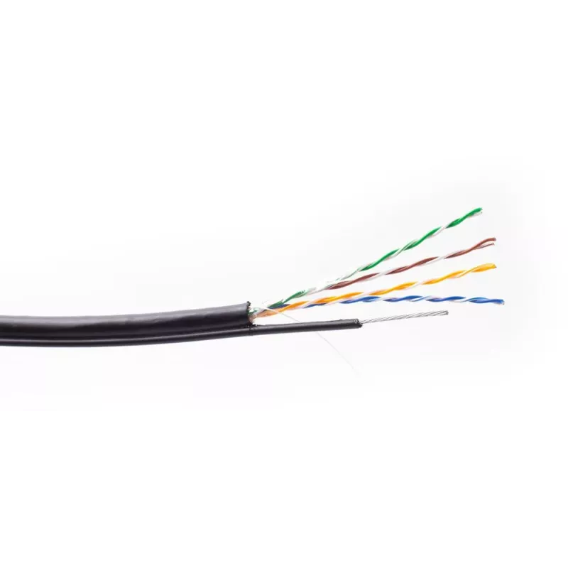 GETFORT cable exterior Cat.5e U/UTP con cable de acero 305m negro