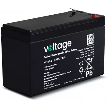 Batería AGM VOLTAGE 12V 7Ah VE12-7.0 (6-9 años de vida útil)
