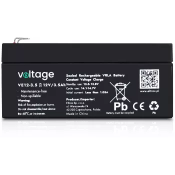 Batería AGM VOLTAGE 12V 3,5Ah VE12-3.5 (6-9 años de vida útil)