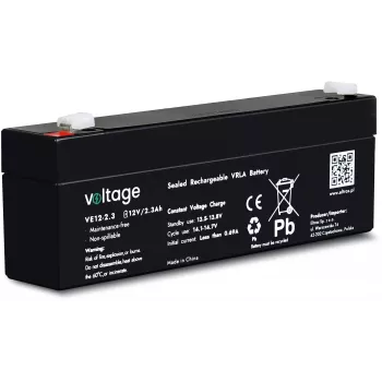 Batería AGM VOLTAGE 12V 2,3Ah VE12-2.3 (6-9 años de vida útil)