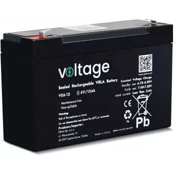 Batería AGM VOLTAGE 6V 12Ah VE6-12 (6-9 años de vida útil)