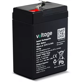 Batería AGM VOLTAGE 6V 4,5Ah VE6-4.5 (6-9 años de vida útil)