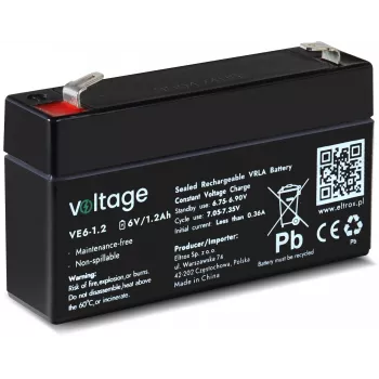 Batería AGM Voltage 6V 1,2Ah VE6-1.2 (vida útil de diseño 6-9 años)
