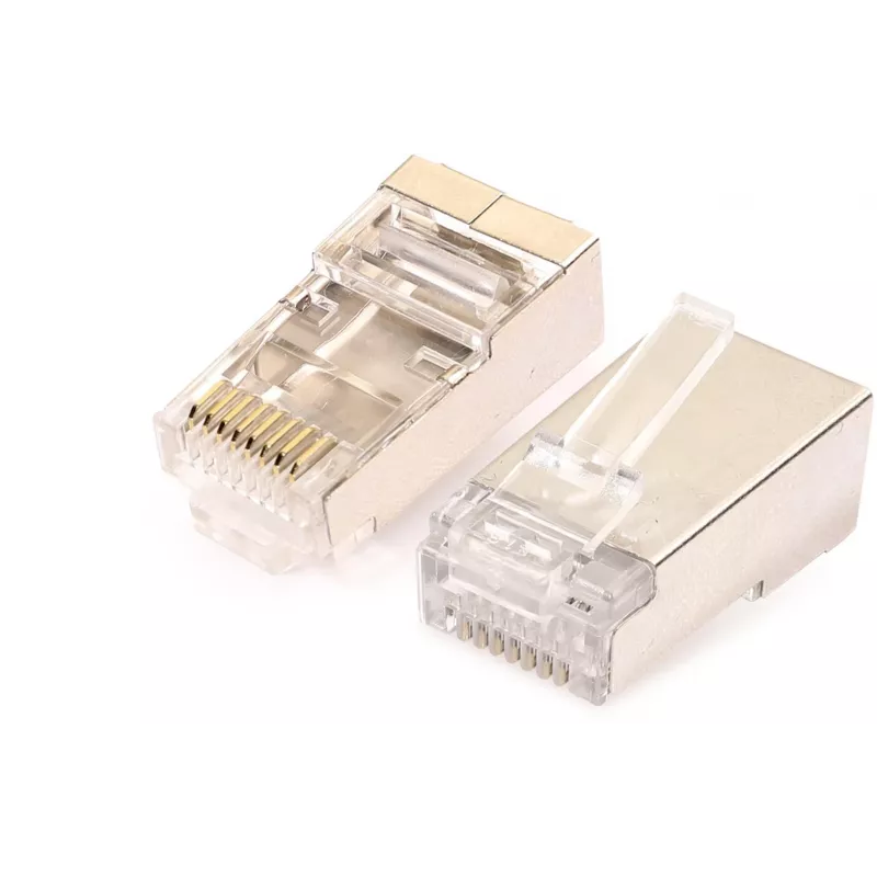 GETFORT Conector RJ45 Cat.6 blindado 8P8C con guía de cables (100 unidades)