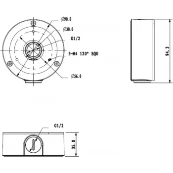 MITON MT-P134 Caja de conexiones hermética IP55 100x100x50mm gris claro