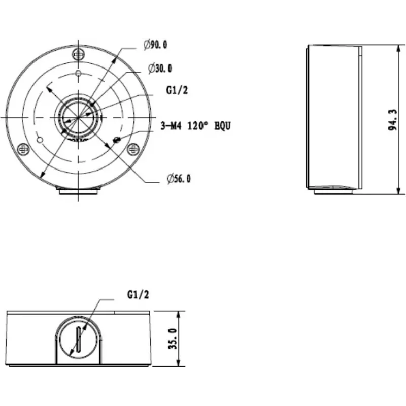MITON MT-P134 Caja de conexiones hermética IP55 100x100x50mm gris claro