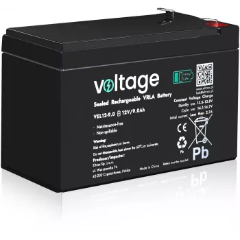 Batería AGM Long Life Voltage 12V 9Ah VEL12-9.0 (15 años de vida útil de diseño)