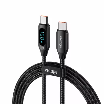 Cable USB-C a USB-C Voltage PowerDisplay 100W PD 1m negro