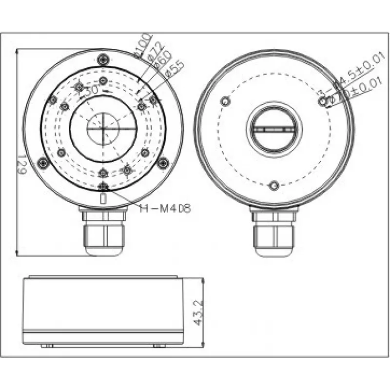 MITON MT-P1280-B Caja eléctrica, gris, ABS, IP65, 120x80x70mm