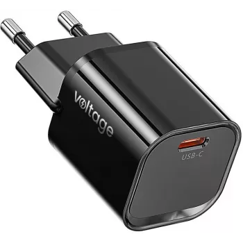 Voltage Cargador GaN Mini 20W PD 3.0 QC 3.0 USB-C negro