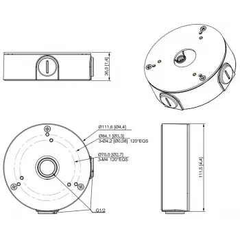 MITON MT-P13G Caja de derivación de superficie, gris (RAL 7035), IP65, IK07, 130x130x75 mm
