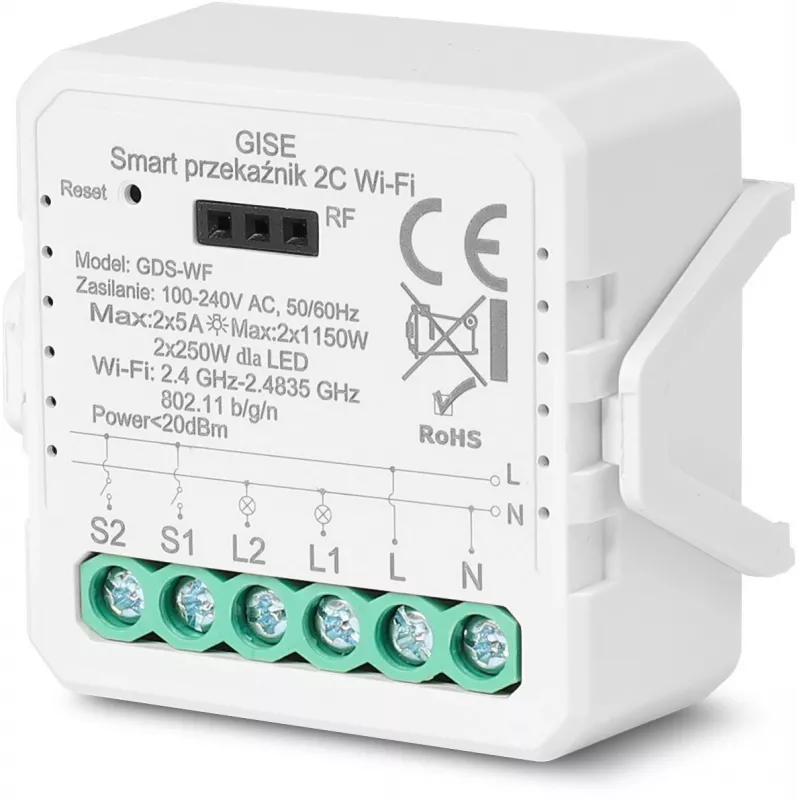 GISE Módulo de doble relé Smart WiFi Tuya GDS-WF