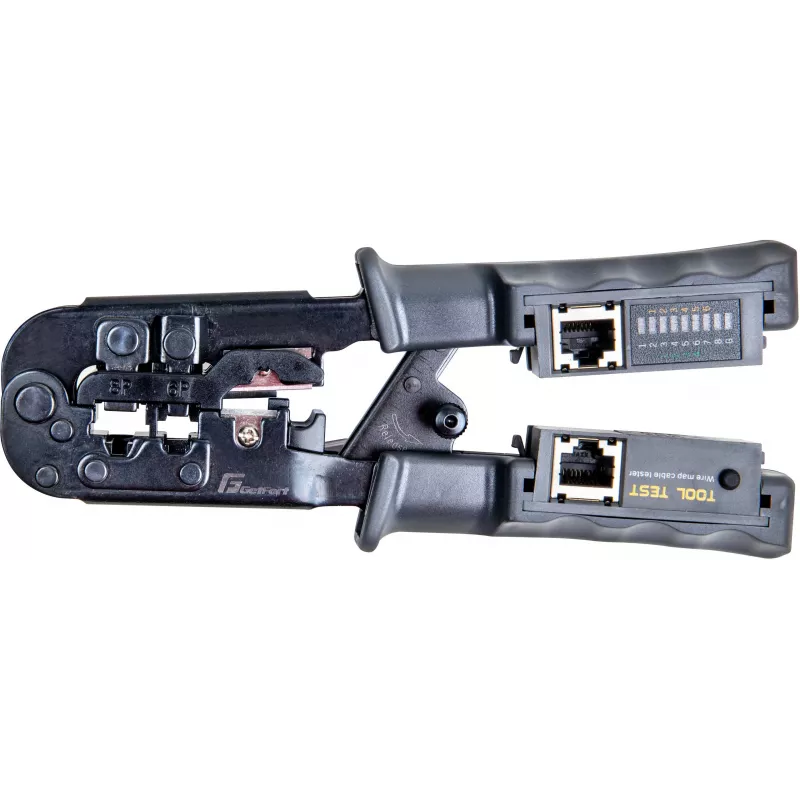 Crimpadora de cable de red Getfort 8P8C/RJ-45, 6P6C/RJ-12, 6P4C/RJ-11 con comprobador integrado