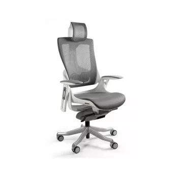 UNIQUE Wau 2 NW41 Silla de oficina ergonómica, color carbón/malla blanca