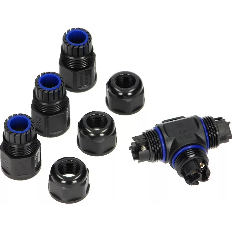 ORNO OR-AE-13602 Conector en T IP68, 3x4mm², 450V/25A, negro