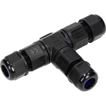 ORNO OR-AE-13602 Conector en T IP68, 3x4mm², 450V/25A, negro