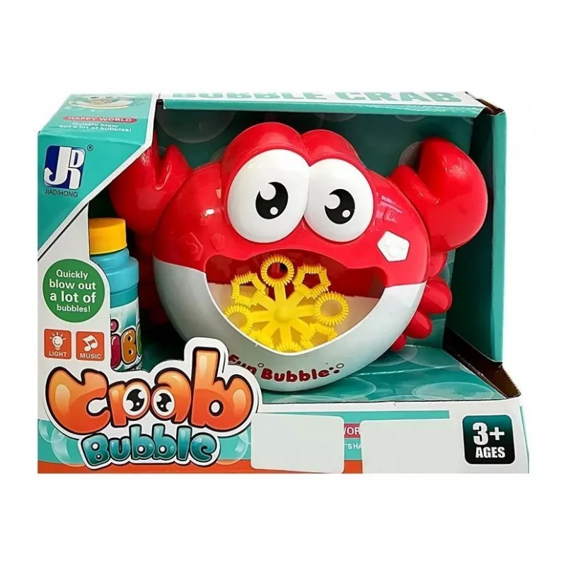 LEAN TOYS Máquina de hacer pompas con solución para pompas, máquina automática de pompas, cangrejo rojo
