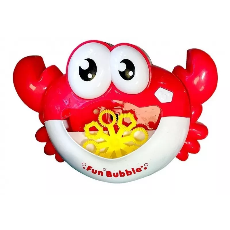 LEAN TOYS Máquina de hacer pompas con solución para pompas, máquina automática de pompas, cangrejo rojo