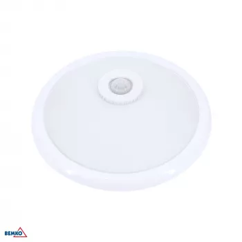 BEMKO TAZAN Lámpara de techo con sensor PIR 2x40W E27 IP20 vidrio+acero+plástico blanco