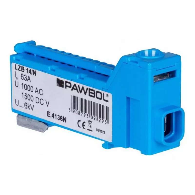 PAWBOL LZB E.4136N Borne de carril sin tornillos azul 12 polos 450V 24A