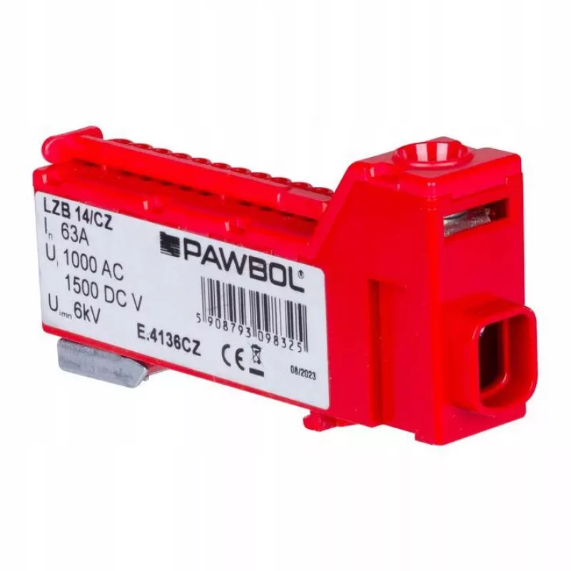 PAWBOL LZB E.4136CZ Borne de carril sin tornillos 12 polos rojo 450V 24A