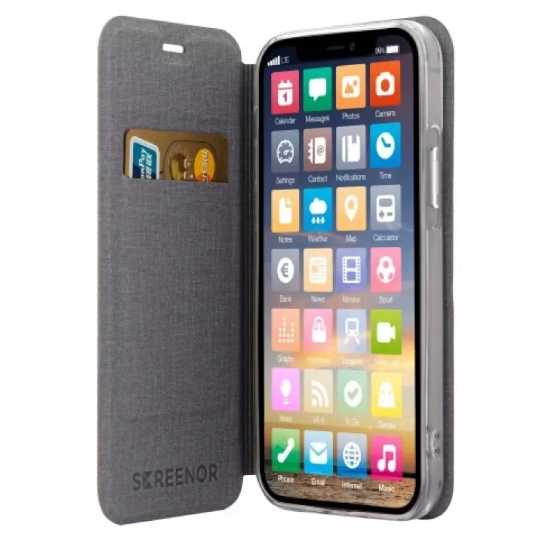 SCREENOR Clever Funda cartera para Apple iPhone 12 / 12 Pro - rosa