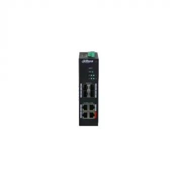 Dahua HS4408-4ET-96 switch PoE industrial no gestionado, 8 puertos, 4x Hi-PoE 60W, 4x PoE+ 30W, 96W de presupuesto, 2x uplink Gigabit, 2x SFP, carril DIN