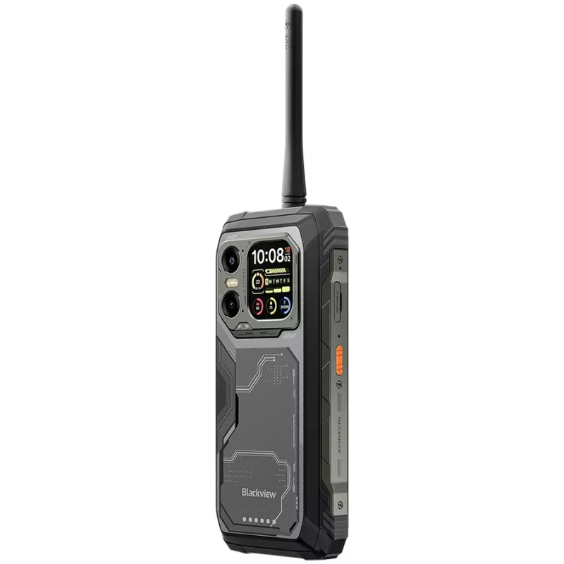 Blackview XPLORE 1 walkie-talkie 22 km teléfono resistente 5G 6,78 inch FHD 2460x1080 120Hz + 2,01 inch 296x240 12+256 GB MTK Dimensity 7050 Octa-Core 2,4 GHz cámara 50+64+20 MP visión nocturna 20000 mAh NFC Gorilla Glass 5 Android 15 MIL-STD negro