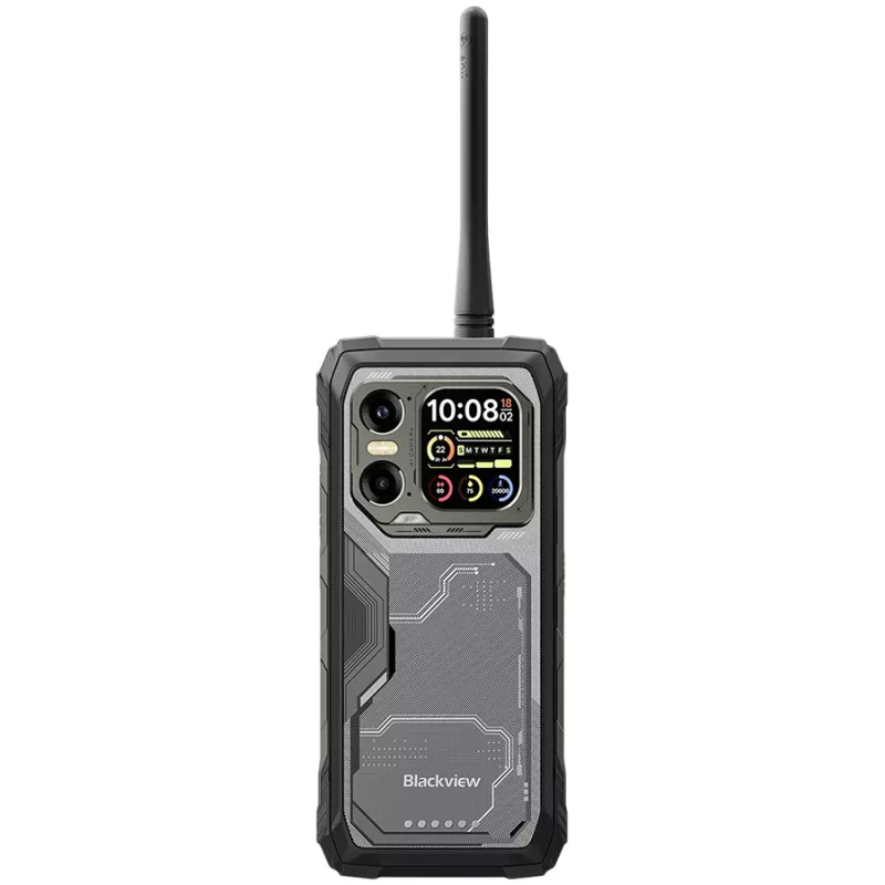 Blackview XPLORE 1 walkie-talkie 22 km teléfono resistente 5G 6,78 inch FHD 2460x1080 120Hz + 2,01 inch 296x240 12+256 GB MTK Dimensity 7050 Octa-Core 2,4 GHz cámara 50+64+20 MP visión nocturna 20000 mAh NFC Gorilla Glass 5 Android 15 MIL-STD negro