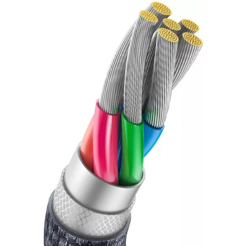 Baseus Crystal Shine Cable USB-A a USB-C 1,2m 100W 6A QC 3.0 Nylon Trenzado Negro