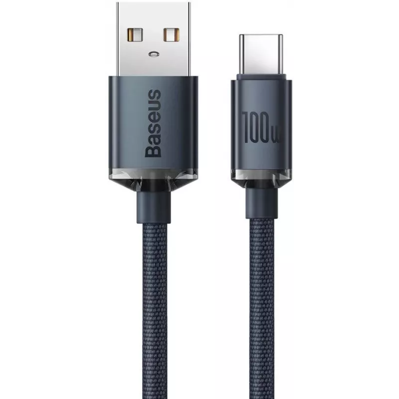 Baseus Crystal Shine Cable USB-A a USB-C 1,2m 100W 6A QC 3.0 Nylon Trenzado Negro