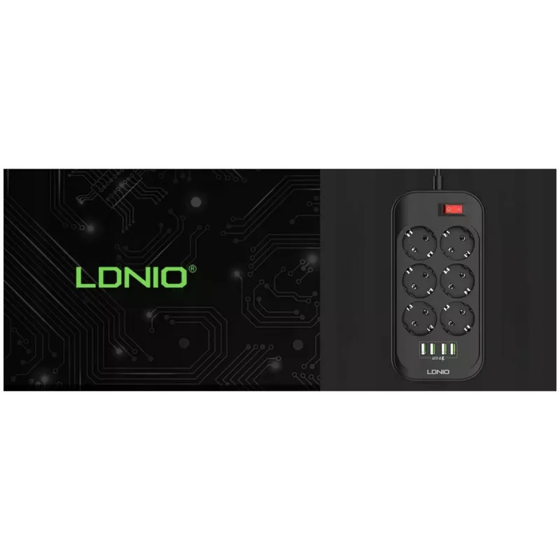 Regleta LDNIO SE6403, 6 enchufes + 4 USB