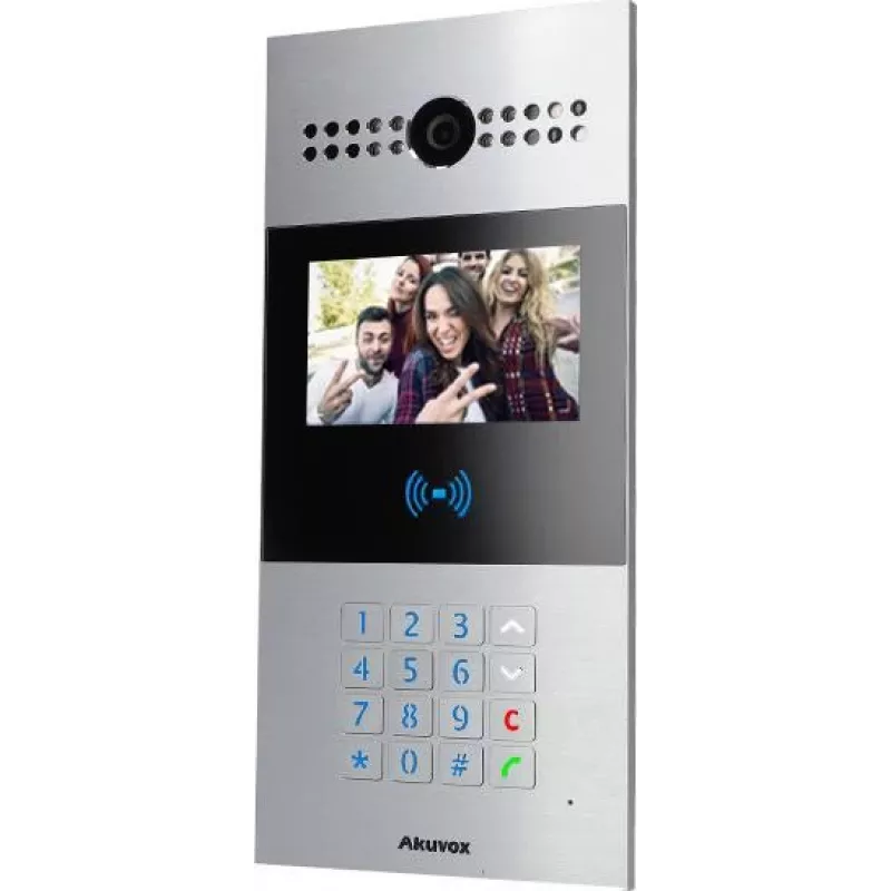 AKUVOX AKV-R28A Placa de Calle IP con Pantalla Táctil de 7 Pulgadas, Reconocimiento Facial y PoE