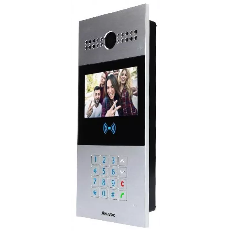 AKUVOX AKV-R28A Placa de Calle IP con Pantalla Táctil de 7 Pulgadas, Reconocimiento Facial y PoE
