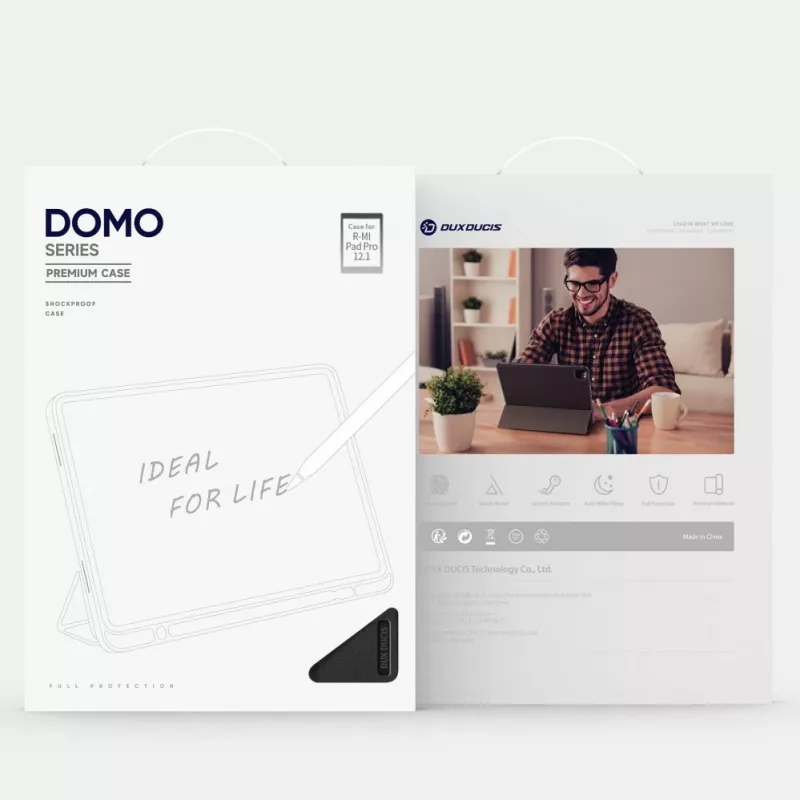 Dux Ducis Domo Funda con Tapa y Smart Sleep para Xiaomi Redmi Pad Pro (4G/5G)/Poco Pad 12.1 - Negro