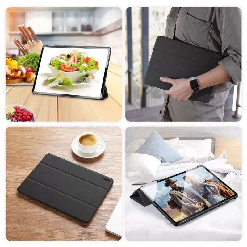 Dux Ducis Domo Funda con Tapa y Smart Sleep para Xiaomi Redmi Pad Pro (4G/5G)/Poco Pad 12.1 - Negro