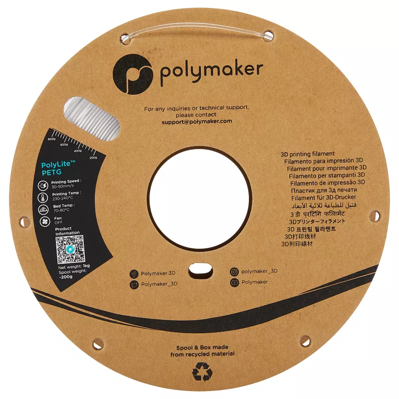 POLMASK PETG 1,75mm Transparente 1kg Filamento para impresora 3D