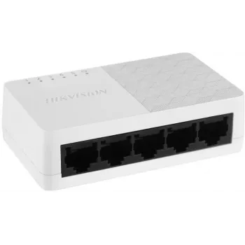 Hikvision DS-3E0105D-O switch Fast Ethernet no gestionado, 5 puertos, 10/100 Mbps, negro y blanco