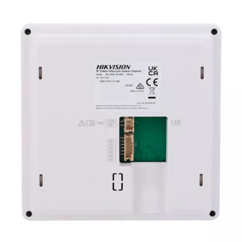 Hikvision DS-KH6110-WE1 monitor interior 4.3 pulgadas, 480x272, PoE, WiFi, 4 botones programables, pantalla táctil, blanco