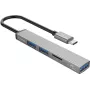 ORICO AH-12F-GY-BP hub USB-C con 3x conectores USB-A y lector de tarjetas MicroSD, aluminio, Space Gray