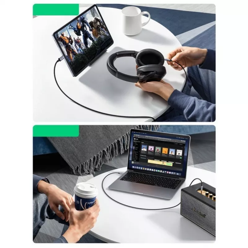 UGREEN cable de audio estéreo AUX minijack 3,5mm a USB Type-C 1m negro (CM450 20192)