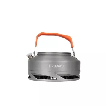 FIREMAPLE Set de Menaje de Cocina de Camping 8 Piezas con Intercambiador de Calor, Aluminio Anodizado Duro, Asas Plegables, Bolsa de Red