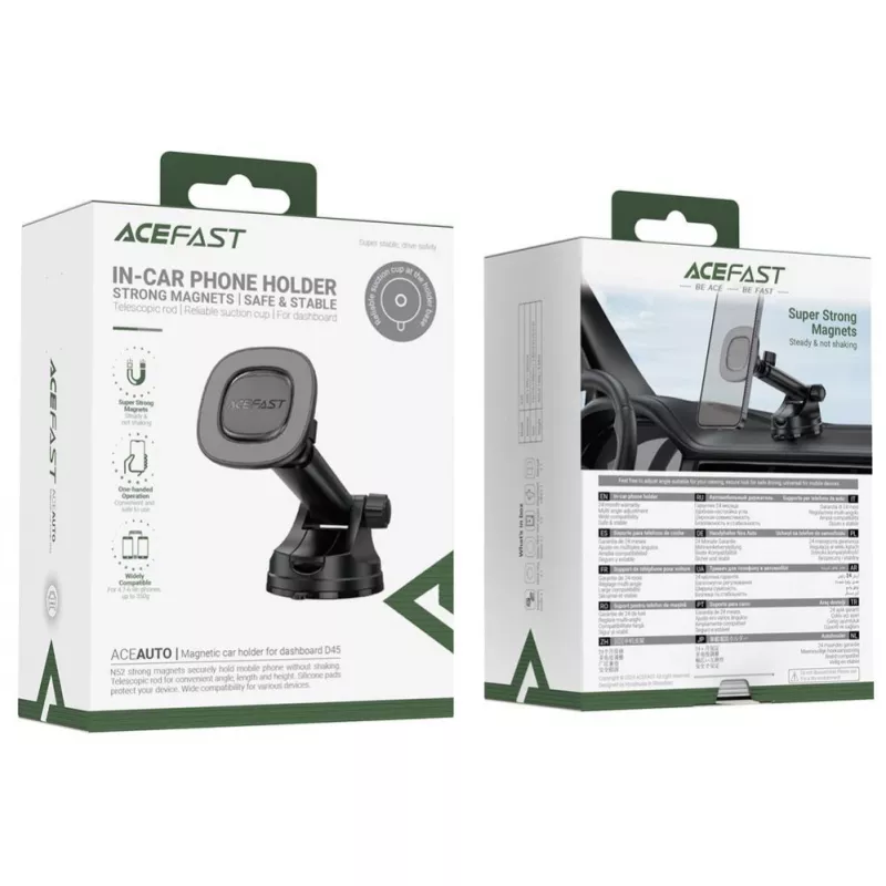 ACEFAST D45 Soporte Magnético para Salpicadero de Coche, Universal Negro