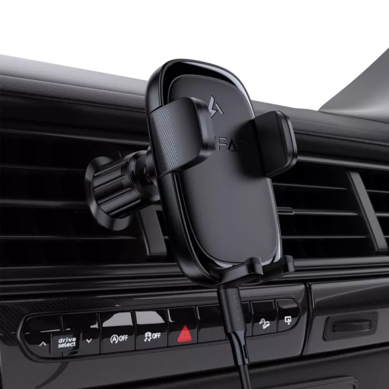 Acefast D48 Soporte para Rejilla de Ventilación de Coche con Cargador Inalámbrico Negro